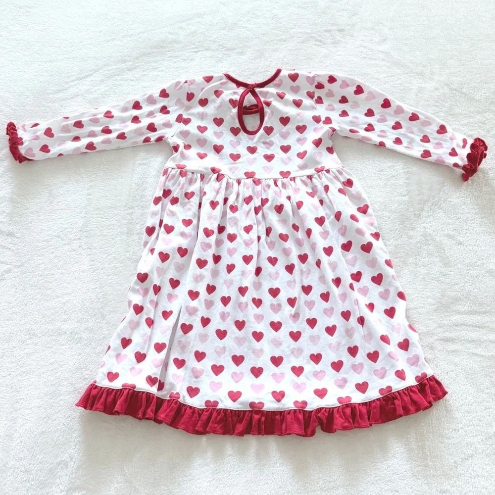 Magnolia Baby Girls‎ Heart Print Dress Pima Cotton Red White Size 5